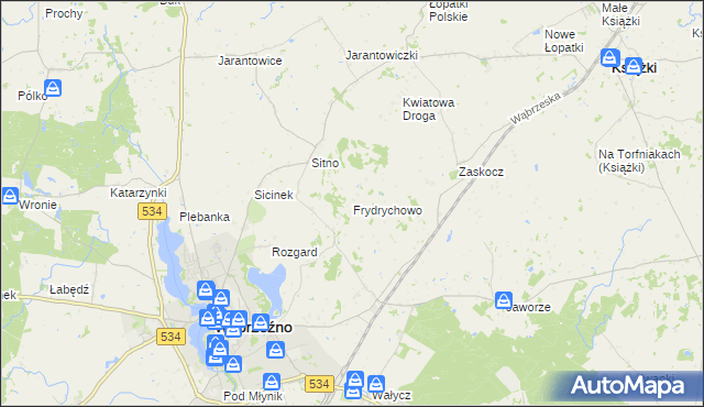 mapa Frydrychowo gmina Ryńsk, Frydrychowo gmina Ryńsk na mapie Targeo