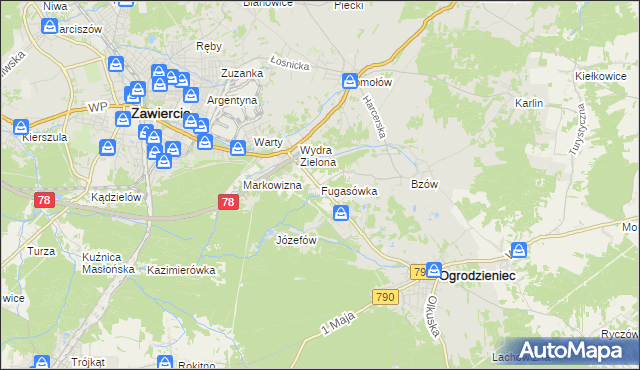 mapa Fugasówka, Fugasówka na mapie Targeo