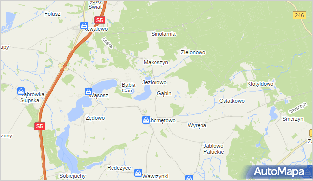 mapa Gąbin gmina Szubin, Gąbin gmina Szubin na mapie Targeo