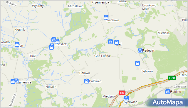 mapa Gać Leśna, Gać Leśna na mapie Targeo
