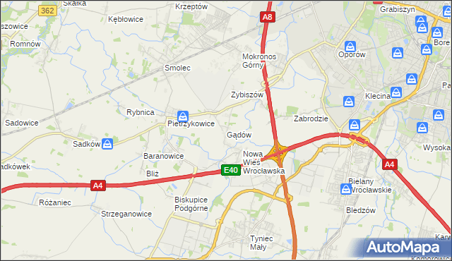 mapa Gądów, Gądów na mapie Targeo