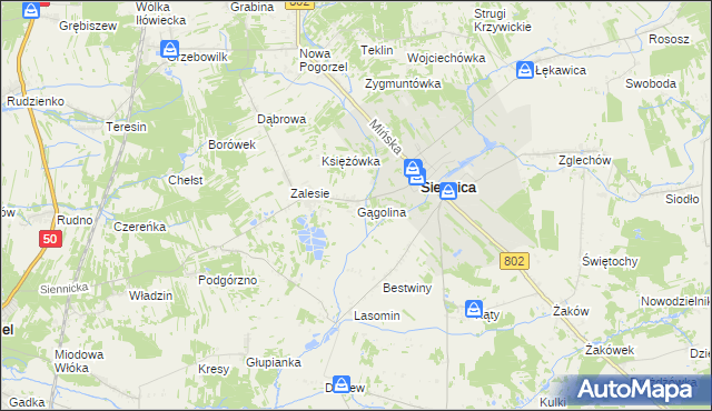 mapa Gągolina, Gągolina na mapie Targeo