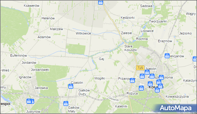 mapa Gaj gmina Brzeziny, Gaj gmina Brzeziny na mapie Targeo