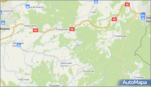 mapa Gaj gmina Kłodzko, Gaj gmina Kłodzko na mapie Targeo
