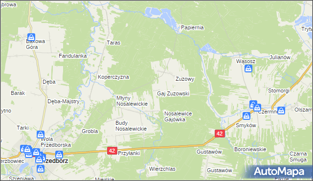 mapa Gaj Zuzowski, Gaj Zuzowski na mapie Targeo