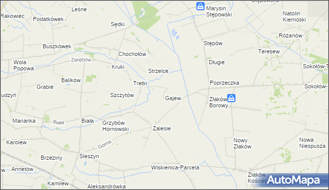 mapa Gajew gmina Żychlin, Gajew gmina Żychlin na mapie Targeo
