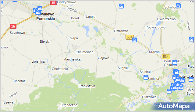mapa Gajewo gmina Golub-Dobrzyń, Gajewo gmina Golub-Dobrzyń na mapie Targeo