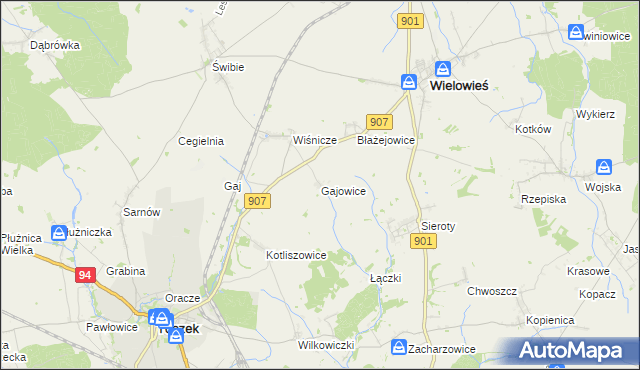 mapa Gajowice, Gajowice na mapie Targeo