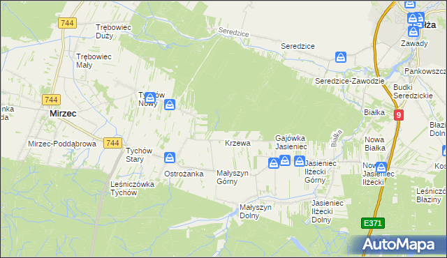 mapa Gajówka Krzewa, Gajówka Krzewa na mapie Targeo