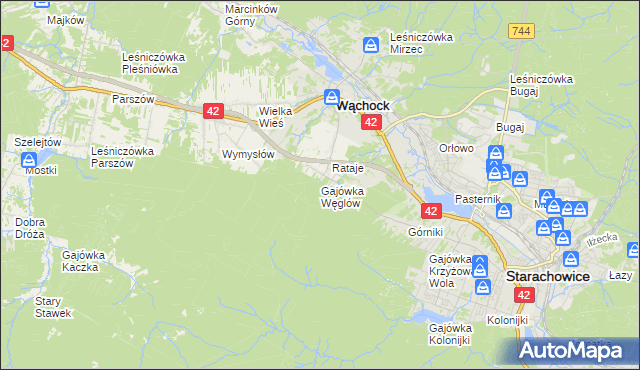 mapa Gajówka Węglów, Gajówka Węglów na mapie Targeo