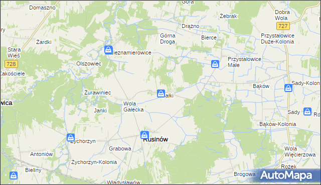 mapa Gałki gmina Rusinów, Gałki gmina Rusinów na mapie Targeo