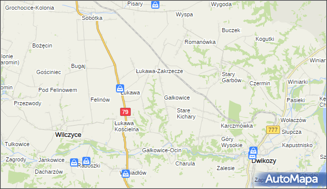 mapa Gałkowice, Gałkowice na mapie Targeo