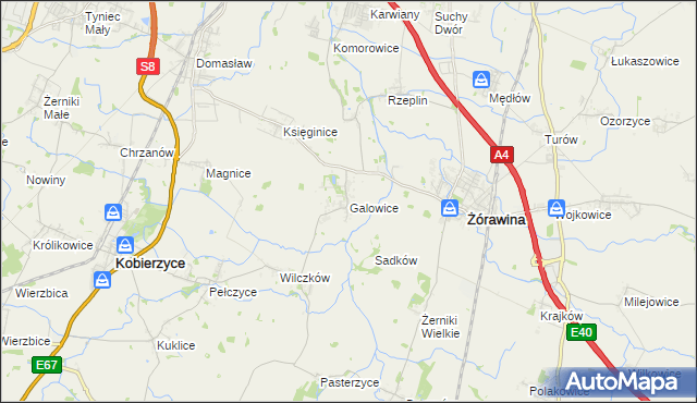 mapa Galowice, Galowice na mapie Targeo