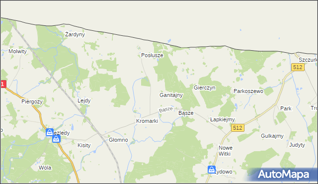 mapa Ganitajny, Ganitajny na mapie Targeo