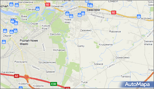 mapa Garby gmina Swarzędz, Garby gmina Swarzędz na mapie Targeo