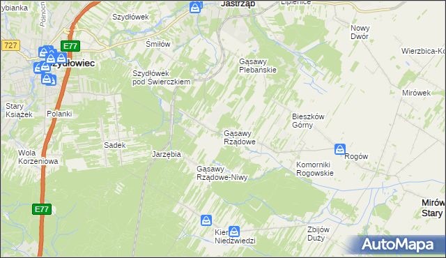 mapa Gąsawy Rządowe, Gąsawy Rządowe na mapie Targeo