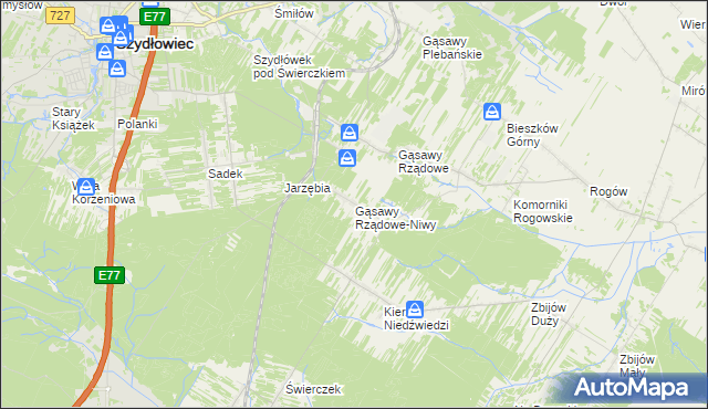mapa Gąsawy Rządowe-Niwy, Gąsawy Rządowe-Niwy na mapie Targeo