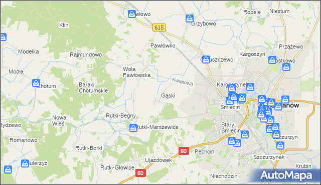 mapa Gąski gmina Ciechanów, Gąski gmina Ciechanów na mapie Targeo