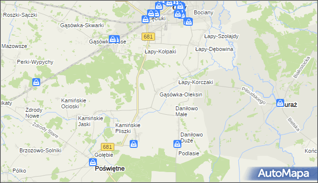 mapa Gąsówka-Oleksin, Gąsówka-Oleksin na mapie Targeo