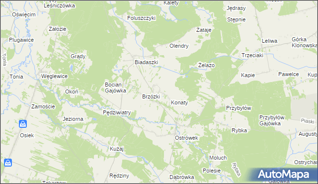 mapa Gąszcze, Gąszcze na mapie Targeo