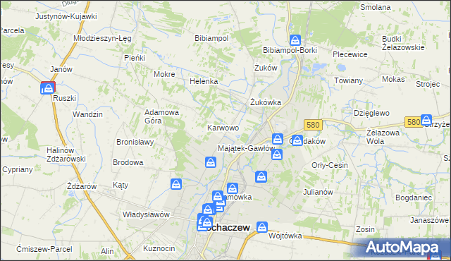 mapa Gawłów gmina Sochaczew, Gawłów gmina Sochaczew na mapie Targeo