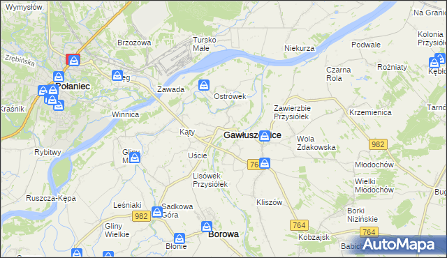 mapa Gawłuszowice, Gawłuszowice na mapie Targeo