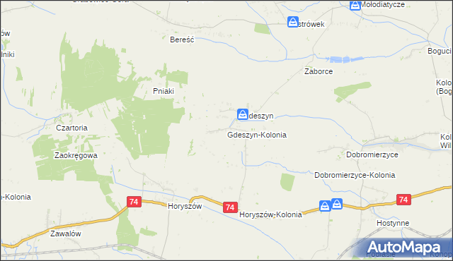 mapa Gdeszyn-Kolonia, Gdeszyn-Kolonia na mapie Targeo