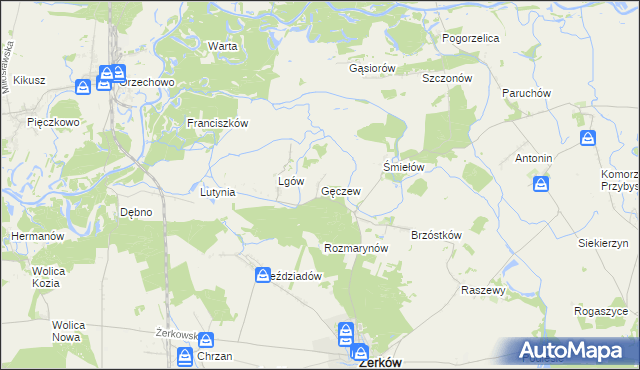 mapa Gęczew, Gęczew na mapie Targeo