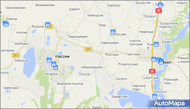 mapa Genowefa gmina Kleczew, Genowefa gmina Kleczew na mapie Targeo