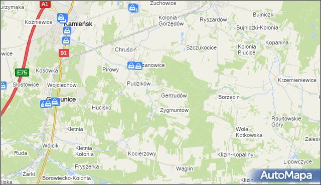 mapa Gertrudów, Gertrudów na mapie Targeo