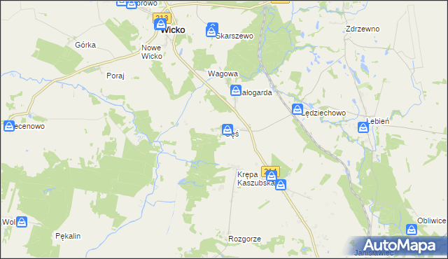 mapa Gęś gmina Wicko, Gęś gmina Wicko na mapie Targeo