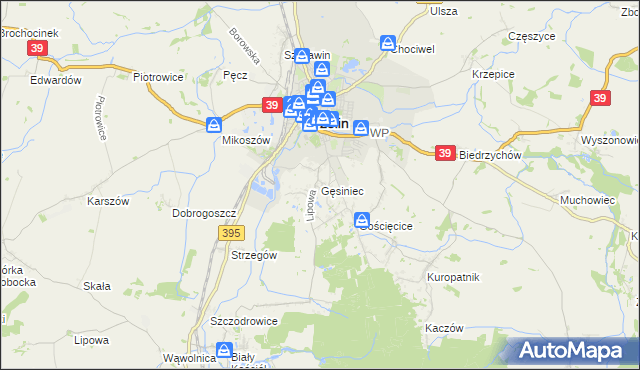 mapa Gęsiniec, Gęsiniec na mapie Targeo