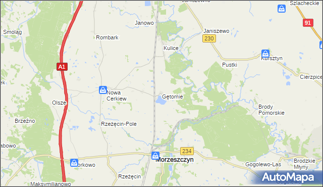 mapa Gętomie, Gętomie na mapie Targeo