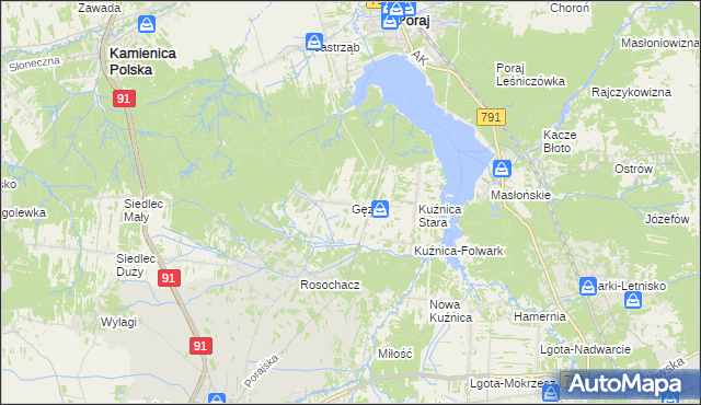 mapa Gęzyn, Gęzyn na mapie Targeo