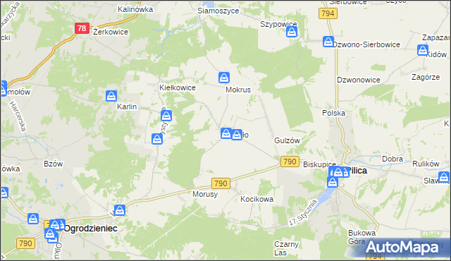 mapa Giebło, Giebło na mapie Targeo
