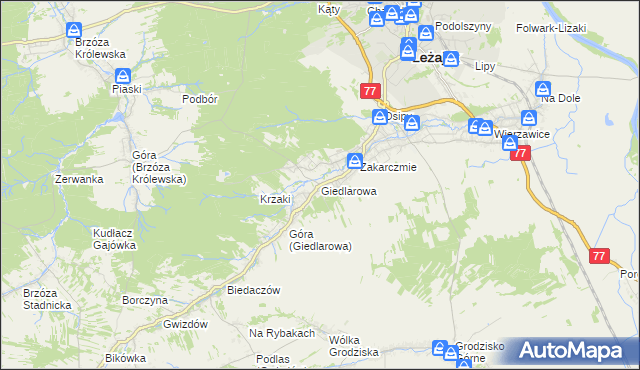 mapa Giedlarowa, Giedlarowa na mapie Targeo