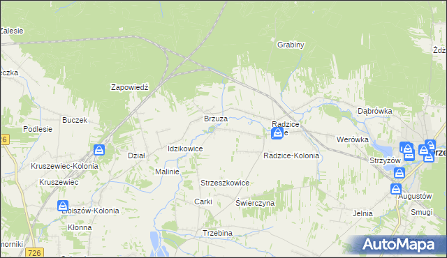 mapa Giełzów gmina Drzewica, Giełzów gmina Drzewica na mapie Targeo