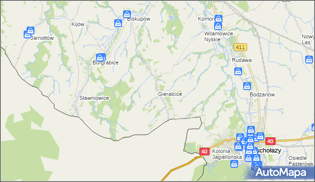 mapa Gierałcice gmina Głuchołazy, Gierałcice gmina Głuchołazy na mapie Targeo