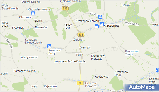 mapa Gierniak, Gierniak na mapie Targeo