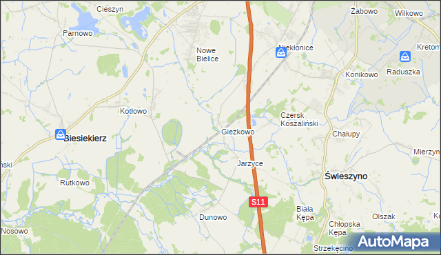 mapa Giezkowo, Giezkowo na mapie Targeo