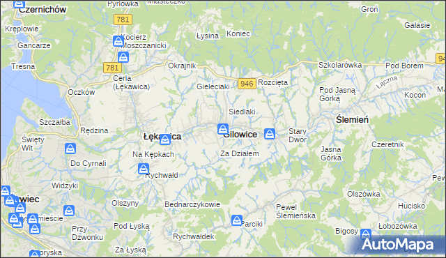 mapa Gilowice powiat żywiecki, Gilowice powiat żywiecki na mapie Targeo