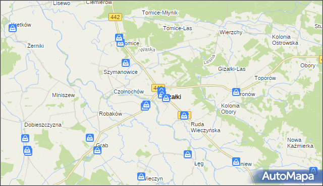 mapa Gizałki, Gizałki na mapie Targeo