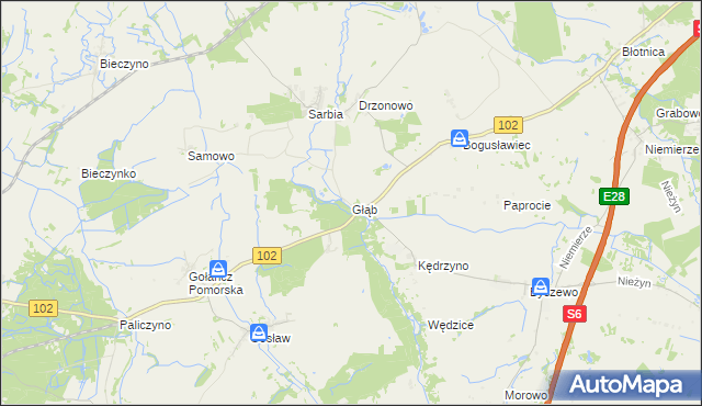 mapa Głąb, Głąb na mapie Targeo