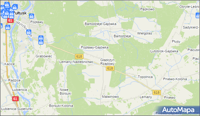 mapa Gładczyn Rządowy, Gładczyn Rządowy na mapie Targeo