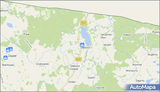 mapa Głębock gmina Lelkowo, Głębock gmina Lelkowo na mapie Targeo