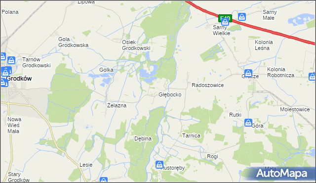 mapa Głębocko gmina Grodków, Głębocko gmina Grodków na mapie Targeo