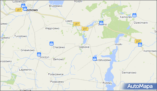mapa Głębokie gmina Kiszkowo, Głębokie gmina Kiszkowo na mapie Targeo