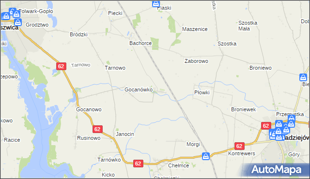 mapa Głębokie gmina Kruszwica, Głębokie gmina Kruszwica na mapie Targeo