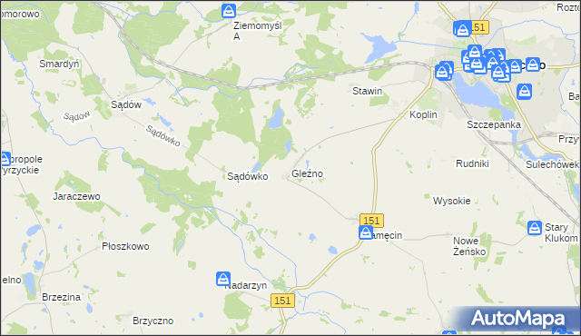 mapa Gleźno, Gleźno na mapie Targeo