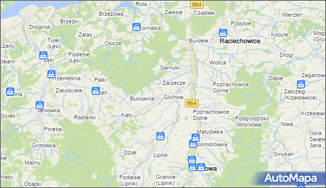 mapa Glichów, Glichów na mapie Targeo